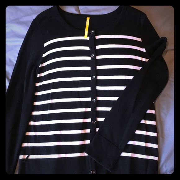 Lole Sweaters - Large Lole brand black and white striped cardigan